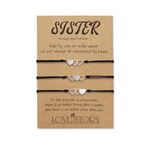 BOCHOI Sister Bracelet Friend Matching Heart Bracelets Gift for BFF Best Friend Teen Girls 2/3 Pieces Jewellery,