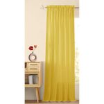 HOMEMONDE Solid Linen Sheer Curtain 5 Feet Window 1 Piece Transparent Rod Pocket Style Panels for Living Room, Bedroom, Office Decoration, 60 Inches - Mustard