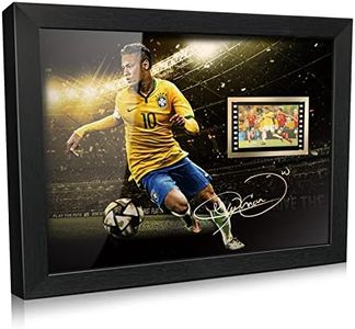 ORIMAMI Gifts for Soccer Player Neymar Jr. Fans - Sport Star Picture Desktop Framed Photo 8x6 Inches with Signed and 1x35mm Film Mini Cell Display