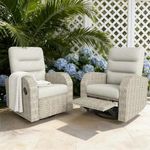 Vakollia Outdoor Swivel Recliner Chair Set of 2, All-Weather Wicker Reclining Patio Chair with Adjustable Backrest and Footrest