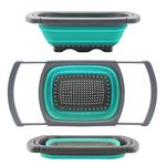 ADTALA Over-The-Sink Collapsible Colander, Food-Grade-Silicone kitchen Strainer with Extendable Handles,Space-Saver，Folding Strainer for Kitchen，6-quart Capacity, Dishwasher-Safe，BPA Free