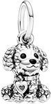 Annmors Poodle Puppy Dog Charm, Bla