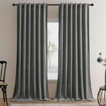 Timeper Grey Velvet Curtains - 84 inches Long Rod Pocket Back Tab Shared Space Temporary Used Thick Plush Velvet Sunlight & Heat Blocking for Dining Room / Kitchen / Country House, 52Wx 84L, 2 Panels