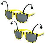 2 Pcs Black and Yellow Bumble Bee Sunglasses Black Yellow Antenna Halloween Party Decorations Bumblebee Party Glasses Bee Costume