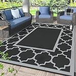 GENIMO Outdoor Rug Waterproof for Patio Decor, Foldable Reversible Plastic Straw Area Rugs Mat for Camper, Outside Carpet for Rv, Deck, Porch, Picnic, Beach, Balcony