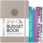 GoGirl Budget Book – Undated Colorful Monthly Financial Planner Organizer. Budget Planner & Expense Tracker to Reach Financial Goals, Lasts 1 Year, Bonus 3 Cash Envelopes, A5 Hardcover – Grey