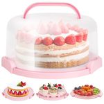 Ohuhu Cake Carrier with Handle, Portable Round Cake Box for 10 Inch Cake, Cake Storage Container with Cover Two Sided Base for Pies Nuts Fruit, Safe Storage & Transport, Great Gift Choice