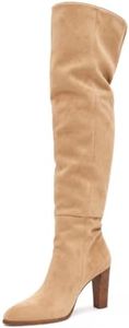 Coutgo Wommens Over the Knee High Boots Thigh High Chunky Heel Zip Boots