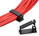 50 Pack Self Adhesive Cable Management Clips,Cable Organizers Wire Clips Cord Holder for PC Laptop Ethernet Cable Desktop Home Office(1.52’’ x 0.59’’ x 0.57’’, Black)