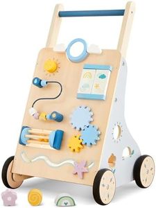 Beright Wooden Baby Walker, Wooden Baby Push Walker, Learning Activity Walker Toys, Baby Push Toy Multiple Activities Center, Gift for Birthday, Christmas and New Year