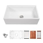 Workstation White Farmhouse Sink - Lordear 33 inch Farmhouse Kitchen Sink Apron Front White Fireclay Porcelain Ceramic Single Bowl Kitchen Farm Sink