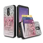 LG Stylo 5 Case,BOSLIVE Wallet Case with Card Holder PC+TPU Dual Layer Hybrid Shock Proof Kickstand Credit Card Protective Case Cover for LG Stylo 5 2019,Pink Sparkles Glitter Bible Verse 46:10