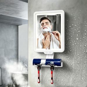 Cordless Heated Fogless Shower Mirror for Shaving with Light (White)