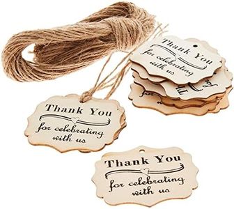 Juvale 100-Pack Wood Thank You Tags with Twine for Wedding and Baby Shower Party Favors, 2 Inches