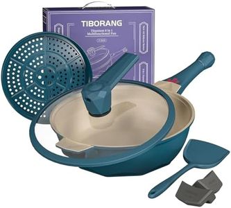 Tiborang 8 in 1 Frying Pans Nonstick,11" Frying Pan with Lid,Steamer for Cooking,All in One Pan Cookware for All Stoves,Woks & Stir-Fry Pans Nonstick,Saute Pan PFAS-Free/PFOA-Free(Dark Teal)