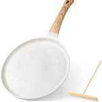 ycxmjyr Crepe Pan with Spreader 11 Inch Dosa Tawa for Roti Indian Nonstick Chapati Pan (white)