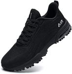 Autper Mens Athletic Running Tennis Air Shoes Lightweight Breathable Fashion Sneakers for Sport Gym Work Size 7-12.5, Allblack, 8.5