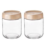 Eidoct 2-Pack 15.8oz Glass Jar with Screw Lid Leakproof Overnight Oats Container, Yogurt Jars, Oatmeal Salad Jars, for Cereals Milk Fruit Condiment Dressing(2-Pack 450ml Beige)