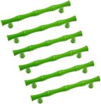 Uenhoy 6 Pcs Bamboo Shape Cabinet Handles 3-3/4" (96mm) Hole Centers Zinc Alloy Cabinet Pulls for Kitchen Cupboards Drawers Furniture Hardware, Green