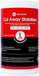 RICHWORD Cut Away Machine Embroidery Stabilizer Backing 12" x 50 Yard roll, 2.5 Oz Medium Weight - Cut into Variable Sizes - for Commercial and Home Embroidery Machine