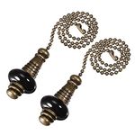 sourcing map Ceramic Black Pendant 12 inch Bronze Finish Pull Chain Extension Light Beaded Pulling Chain for Ceiling Lighting Fans Pack of 2