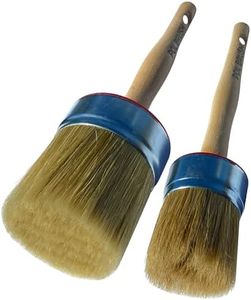 Set of 2 & 3 inch Stencil & Wax European Professional Round Paint Brushes - Natural Bristles Wooden Handle - for Chalk, Wax, Acrylic, Oil, Stain, Varnish - for Art, Decor, Walls, Furniture, Woods