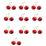 Armastuse Fake Fruit,10 Pairs Artificial Fruit Cherry Models Realistic Fruit Ornaments Decorations Plastic Household,Artificial Lifelike Cherry,for Decoration Fake Chrries Fruit Home Party Christmas