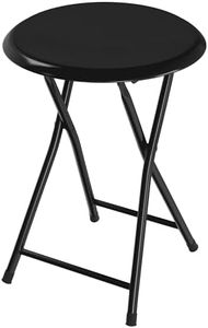 Folding Stool - Backless 18-Inch Stool with 225lb Capacity for Kitchen or Rec Room - Portable Indoor Counter Bar Stools by Lavish Home (Black)