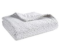 LANE LINEN 100% Cotton Blanket Queen Size – 320GSM Lightweight Soft Cozy 3-Layer Full Cooling Summer Percale Weave - Durable Breathable Self Softening 88”x90” White Grey Dot