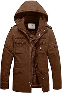 WenVen Men's Winter Military Thicken Parka Jacket with Removable Hood Coffee S