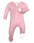 ZIPPYJAMZ Organic Baby Footed​ Sleeper PJ's w/Inseam Zipper for Quicker and Easier Diaper Changes - Galaxy Love - Pink (6-9 Mos)