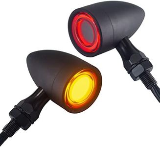 FATECIM 2X Motorcycle 40 LED Bullet Tail Lights Amber Turn Signals Running Brake Stop Lights Motorbike Taillights Rear Blinkers Indicators for Bobber Harley Honda Yamaha Suzuki Kawasaki Chopper Black