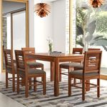 Adichwal Furniture Solid Sheesham Wood 6 Seater Dining Table Set with Cushioned Chairs for Dining Room | Living Room | Home & Office | Hotels Restaurant & Cafe (6 Seater, Honey)