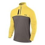 TCA Fusion Gym Tops for Men Training Sports Long Sleeve Running Top Men Gym Clothes - Castlerock Grey/Sonic Yellow, M