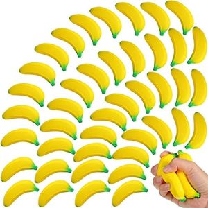 50 Pieces Banana Stress Toy Banana Toy PU Tiny Stretchy Banana Fidget Toy Banana Sensory Toy for Anxiety Relief Party Favors Adults Supply