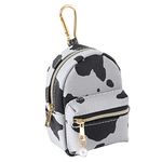 QeenRTUU Printed Cow Pattern Coin Purse Pouch Real Littles Backpack Mini Backpack Style Key Chain Coin Purse for Women Girls Small Wallets Wallet Bags Pouches (Grey)