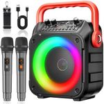 Ankuka Karaoke Machine with 2 Wireless Microphones Karaoke Machine for Adults & Kids Portable Bluetooth Speaker with LED Lights, Supports TWS/FM/AUX/USB/TF/REC for Party, Birthday, Home (Red)