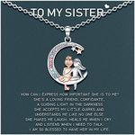 Lanqueen Sister Gifts from Sister Crescent Moon Girls Necklace for Women Sister Girls Best Friend Birthday Friendship Jewelry Graduation Gifts for Her