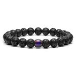 JOVIVI Lava Anxiety Bracelet Natural Black Volcanic Stone Color Changing Thermo Sensitive Mood Bead Aromatherapy Essentail Oil Diffuser Bracelet Jewellery for Men Women