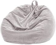 Nobildonna 3 ft Bean Bag Chair Cover (No Filler) for Adults and Kids, 300L Extra Large Stuffed Animal Storage Bean Bag Washable Soft Premium Corduroy Stuffable Bean Bag Cover (Light Grey)