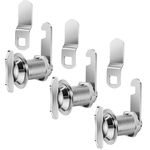 Thumb Operated Offset Cam Lock, 1" Cylinder Fits on 0.7" Max Door Thickness, Non-Locking Replacement Lock for RV Compartment Camper Storage, Cabinets,Drawers (1 Inch 3Pack) Silver