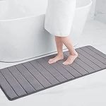 smiry Memory Foam Bath Mat, 60 x 120 cm, Extra Soft Large Bathroom Mat Runner, Super Absorbent Non-Slip Bath Mats for Bathroom Floor Long Machine-Washable Bath Rug Foot Mat, Dark Grey