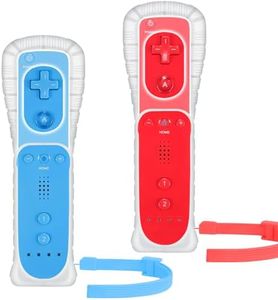 Yosikr Wii Controller 2 Pack, Wii Remote Controller with Silicone Case and Wrist Strap Compatible for Wii/Wii U (Red and Blue)