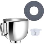 Stainless Steel Bowl Compatible with Kitchenaid Mixer 4.5/5QT，With Lid,5 Quart Stainless Bowl for Kitchen Aid Mixing