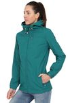 Blu Apparel Women's Waterproof Rain Hooded Jacket Windbreaker Hiking Walking Coat Spring Jackets (UK, Numeric, 12, Regular, Regular, Teal)