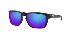 Oakley Men's OO9448 Sylas Rectangular Sunglasses, Matte Black/Prizm Sapphire Iridium Polarized, 57 mm