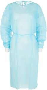 Nobles Universal Size Blue Disposable Isolation Gowns - Latex-Free Gown is Fluid Resistant with Knitted Cuffs - Medical & PPE Gowns - Ideal Safety Protection for Women & Men (Case of 50)