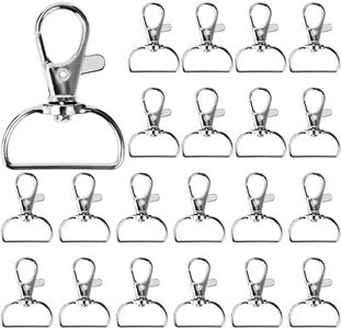 Belle Vous Mousqueton Porte Clé en Métal avec Anneau D (Lot de 60) - Largeur Intérieure 25 mm - Mousqueton Pivotant - Crochet Porte Clef pour Lanières, Fabrication Bijoux, Sac à Main, Couture & Kraft