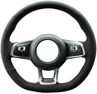 MEWANT Hand-Sewn Steering Wheel Cover for Volkswagen VW Golf 7 GTI, Polo GTI, Arteon, Tiguan, Touran, T-ROC, Jetta GLI, Passat
