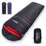 QEZER Winter Sleeping Bag - 18°C Warmer Down Sleeping Bag for Cold Weather Camping, Backpacking and Hiking Outdoor with 620 FP Duck Down (Black)